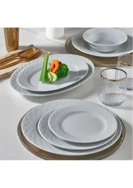 Güral Porselen Alfa 51 Parça Yemek Takımı Modern ve Şık Tasarımıyla Dayanıklı Kullanım