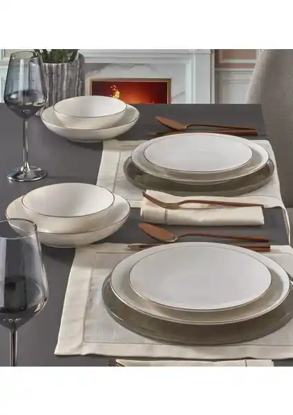 Güral Porselen Atina 24 Parça 6 Kişilik Bone Yemek Takımı Şık ve Dayanıklı Tasarım