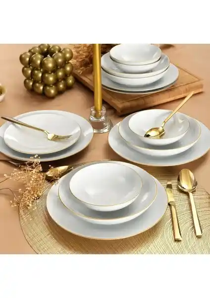 Güral Porselen Atina 24 Parça 6 Kişilik Gold Yemek Takımı Şık ve Dayanıklı Tasarım