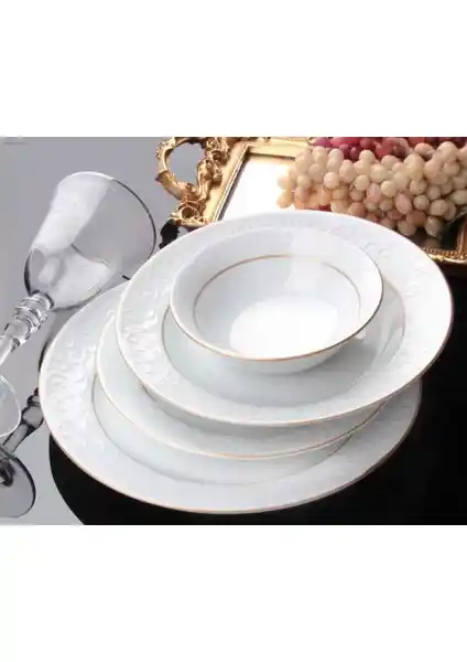 Güral Porselen Bahar Dalı Altın File 24 Parça Yemek Takımı Zarif ve Dayanıklı Tasarım