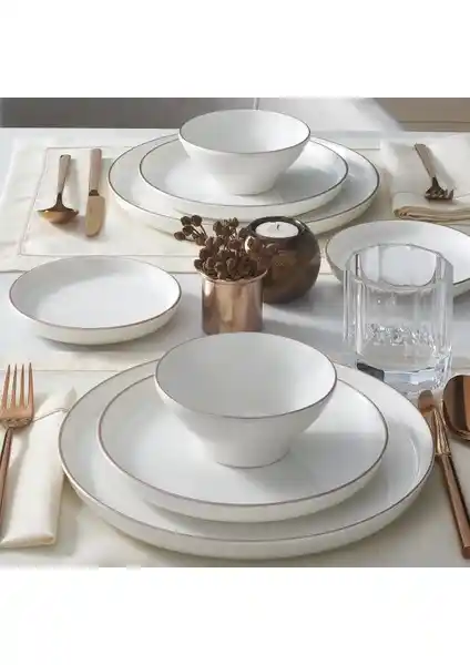 Güral Porselen Bilbao 16 Parça Dört Kişilik Bone Yemek Takımı Bakır Renkli