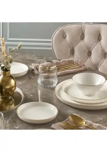 Güral Porselen Bilbao16 16 Parça 4 Kişilik Modern Bone Porselen Yemek Takımı