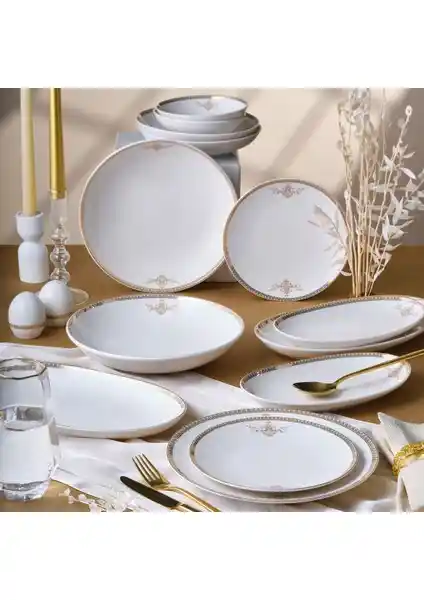 Güral Porselen Camelia 54 Parça 12 Kişilik Yemek Takımı Şık ve Dayanıklı Tasarım