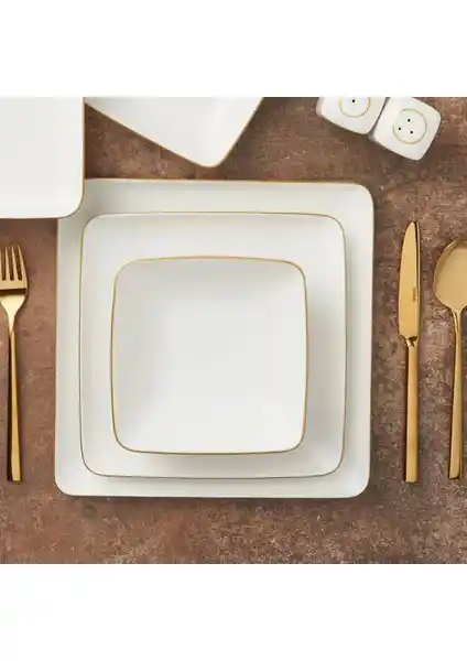 Güral Porselen Kansas 18 Parça Yemek Takımı Beyaz Modern ve Dayanıklı Tasarım