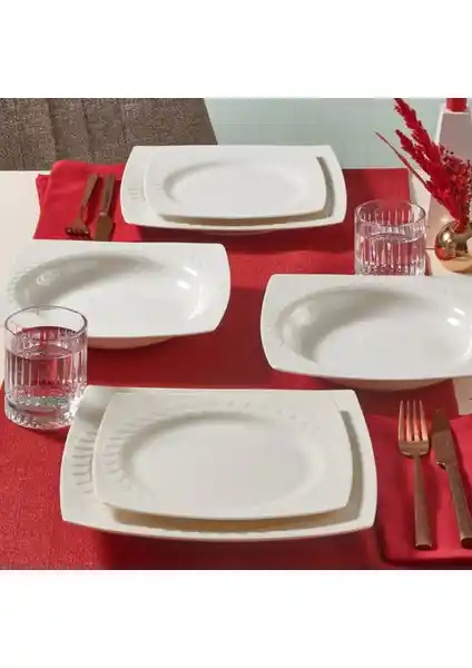 Güral Porselen Majorı 24 Parça Yemek Takımı Modern ve Şık Masa Düzenleri İçin Uygun