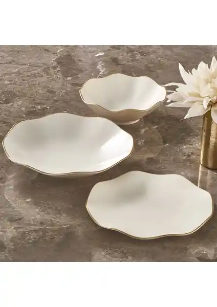 Güral Porselen Nesrin 18 Parça 6 Kişilik Bone Yemek Takımı Modern ve Zarif Tasarım