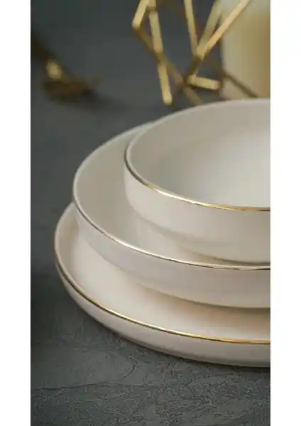 Heda Porselen Rüya Altın Yalız Yemek Takımı 6 Kişilik Zarif ve Dayanıklı Tasarım
