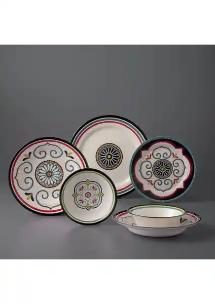Jumbo Morocco 24 Parça 6 Kişilik Renkli Porselen Yemek Takımı ve Özellikleri