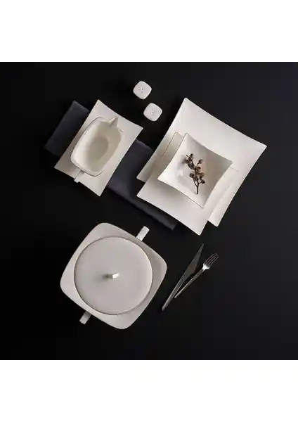 Jumbo Wind Gold 12 Kişilik 64 Parça Porselen Yemek Takımı Şık ve Dayanıklı Tasarım