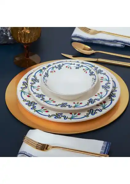 Karaca Düğüm Gold 56 Parça 12 Kişilik Yemek Takımı Modern ve Dayanıklı Tasarım