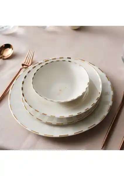 Karaca Elegance Bone Aries Metalik 24 Parça 6 Kişilik Modern Yemek Takımı