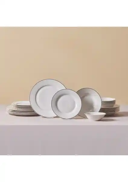 Karaca Elegance Bone Rebeca 24 Parça Porselen Yemek Takımı 6 Kişilik Platin
