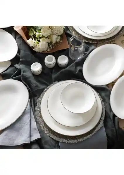Karaca Fine Pearl Fame 58 Parça 12 Kişilik Yemek Takımı Platin Zarafet ve Dayanıklılık