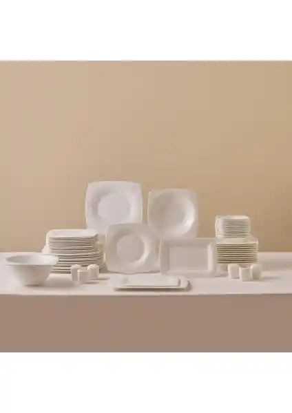 Karaca Fine Pearl Helen 62 Parça 12 Kişilik Modern ve Şık Porselen Yemek Takımı