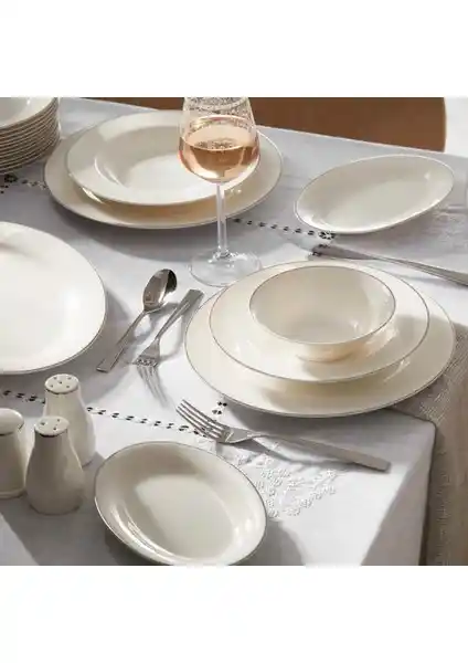 Karaca Lexi New Bone 56 Parça 12 Kişilik Yemek Takımı Platin Şıklık ve Dayanıklılık