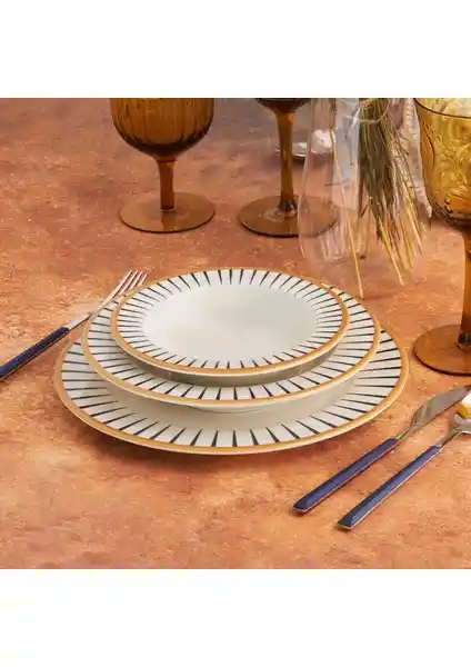 Karaca Lined 6 Kişilik 24 Parça Yemek Takımı: Estetik ve Dayanıklı Porselen Seti