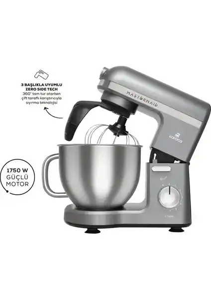 Karaca Mastermaid Chef Pro Çift Kollu Stand Mikser Galaxy Grey 1750 W ile Mutfakta Profesyonel Performans