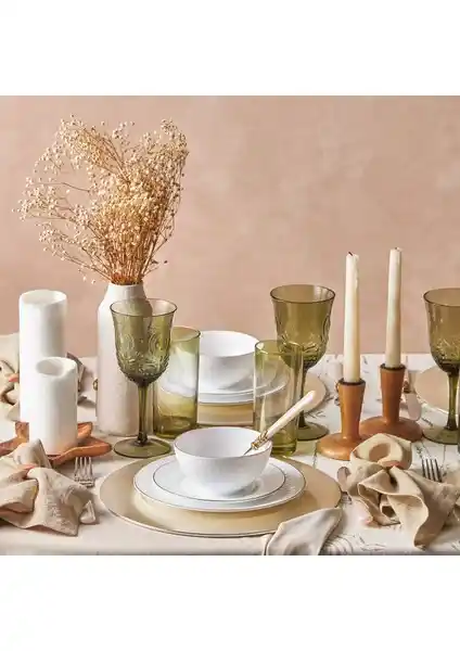 Karaca Romans Opal Cam 18 Parça 6 Kişilik Yemek Takımı Modern ve Şık Tasarım
