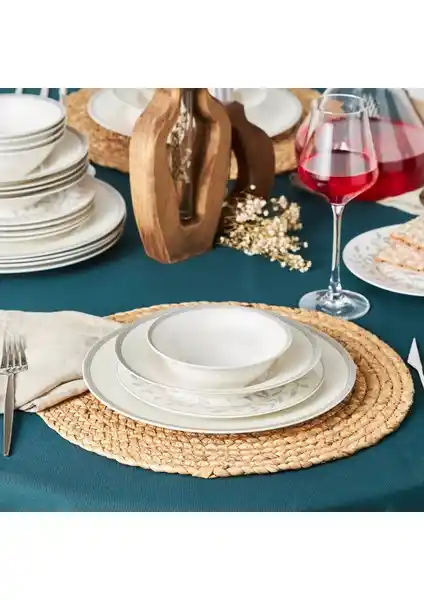 Karaca Roseanne Platinium 24 Parça Porselen Yemek Takımı 6 Kişilik Şık ve Dayanıklı Tasarım