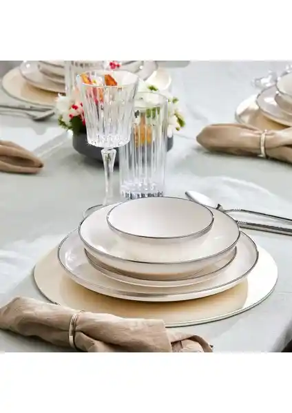 Karaca Streamline Eclipse Platin 57 Parça 12 Kişilik Yemek Takımı Estetik ve Dayanıklılık
