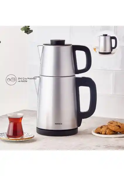 Karaca Tea Break Silver Inox Çelik Su Isıtıcı ve Çay Makinesi Ürün Tanıtımı