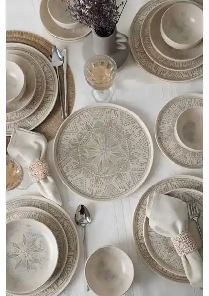 Keramika Groundlace 24 Parça Yemek Takımı Modern ve Dayanıklı Seramik Seti