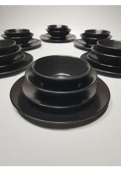 Keramika Mat Siyah 24 Parça 6 Kişilik Yemek Takımı Modern ve Şık Tasarım Özellikleri