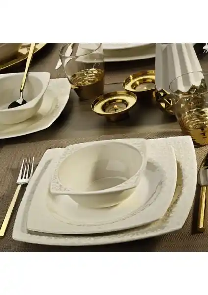 Kütahya Bone Versa 24 Parça Sade ve Şık Yemek Takımı Modern Sofralar İçin