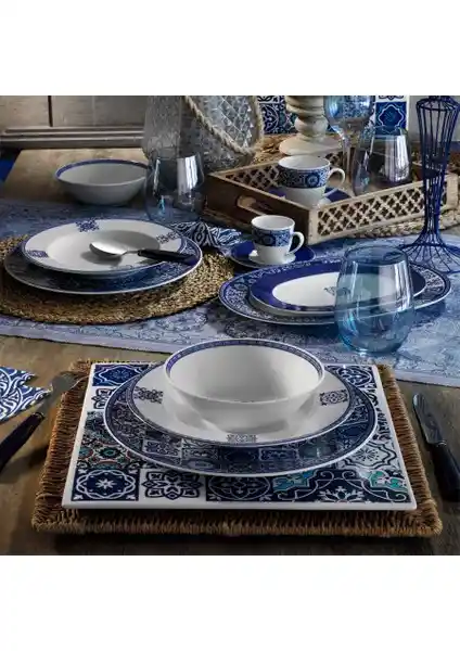Kütahya Porselen 24 Parça 6 Kişilik Desenli Yemek Takımı Şık ve Dayanıklı Tasarım