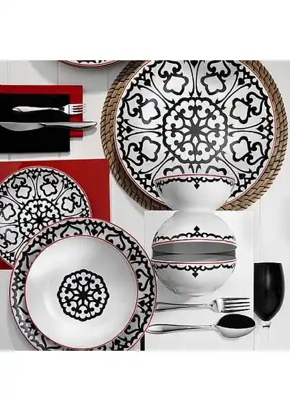 Kütahya Porselen 24 Parça 6 Kişilik Yemek Takımı Modern ve Şık Tasarım