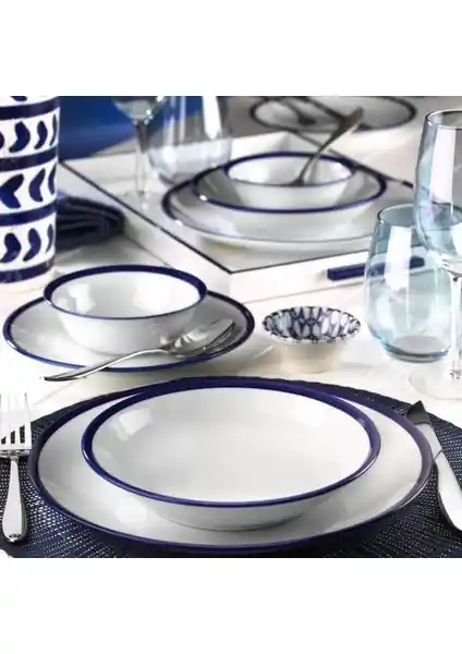 Kütahya Porselen 24 Parça Lacivert Fileli Yemek Takımı Şıklık ve Fonksiyonellik Sunar