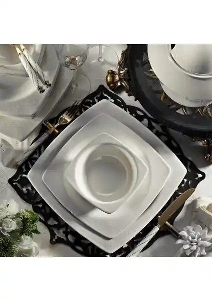 Kütahya Porselen 955921 Altın Yalız 62 Parça 12 Kişilik Modern ve Şık Yemek Takımı