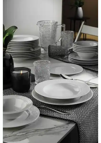 Kütahya Porselen Açelya 24 Parça Yemek Takımı Şık ve Dayanıklı Tasarımıyla Günlük ve Özel Kullanımlar İçin