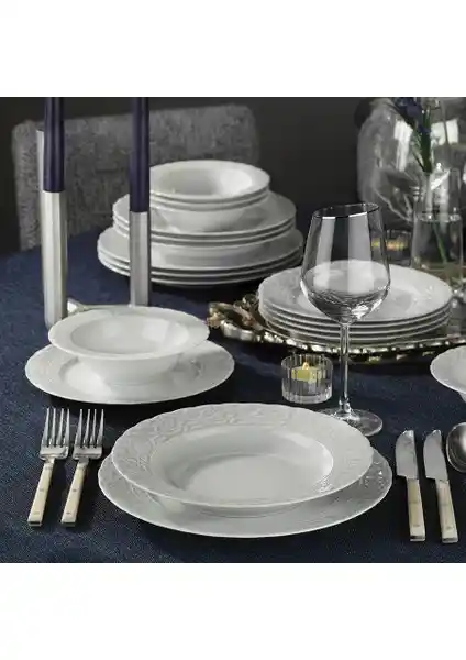 Kütahya Porselen Başak 24 Parça Filesiz Yemek Takımı Zarif ve Dayanıklı Tasarım