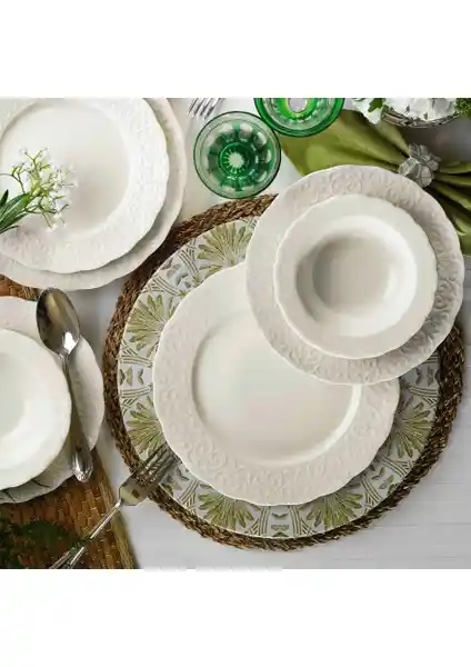 Kütahya Porselen Bone İrem 24 Parça 6 Kişilik Yemek Seti Şıklık ve Fonksiyonellik Sunar