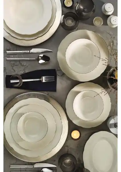 Kütahya Porselen Bone Olympos 12 Kişilik 54 Parça Zarif ve Dayanıklı Yemek Takımı