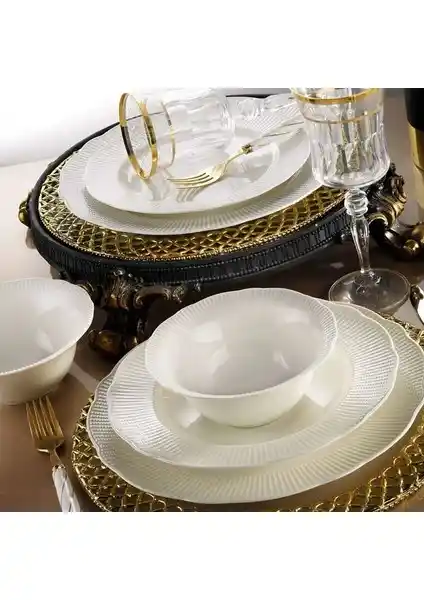 Kütahya Porselen Ilay Sade 12 Kişilik 48 Parça Yemek Takımı Modern ve Şık Tasarım