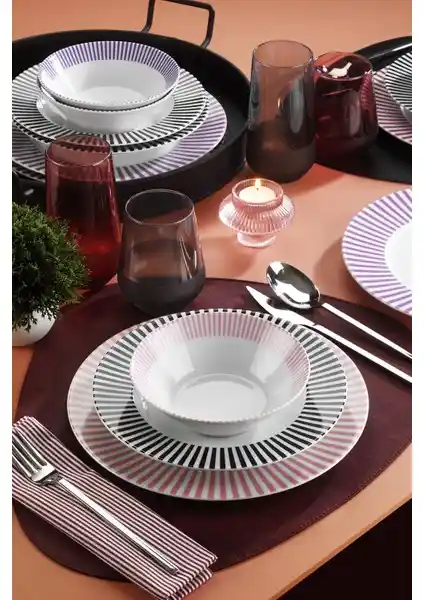 Kütahya Porselen Leonberg 18 Parça 6 Kişilik Yemek Takımı Estetik ve Dayanıklı Tasarım