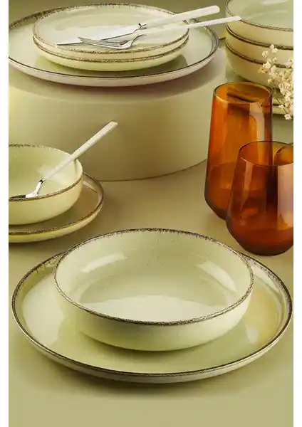 Kütahya Porselen Moderna Yemek Takımı Pearl Bej ve Sarı Renk Seçenekleriyle Modern Şıklık