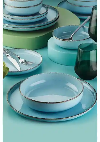 Kütahya Porselen Moderna Yemek Takımı Pearl Mavi Estetik ve Dayanıklılık