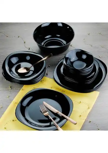 Luminarc Carine Noir 25 Parça Yemek Takımı Modern ve Dayanıklı Tasarımıyla Şık Sofralar İçin