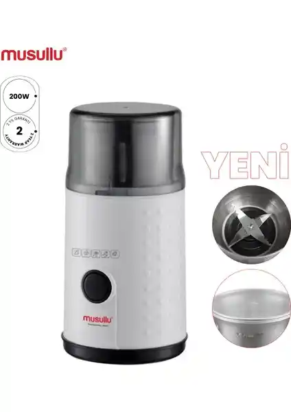 Musullu Kahve ve Baharat Öğütücü 200W Güçlü ve Şık Tasarım ile Mutfaklar İçin Ideal