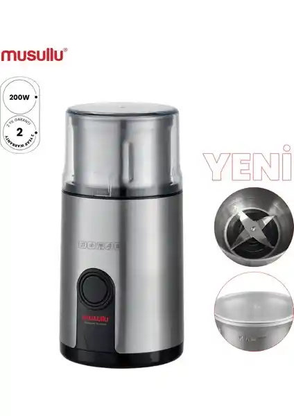 Musullu Kahve ve Baharat Öğütücü 200W ile Yüksek Performans ve Estetik Tasarım