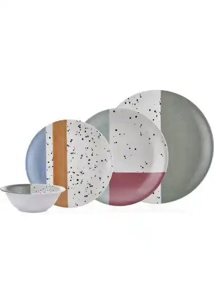 Neva N3152 Grizay Izgi 24 Parça Porselen Yemek Takımı Modern ve Dayanıklı Tasarım