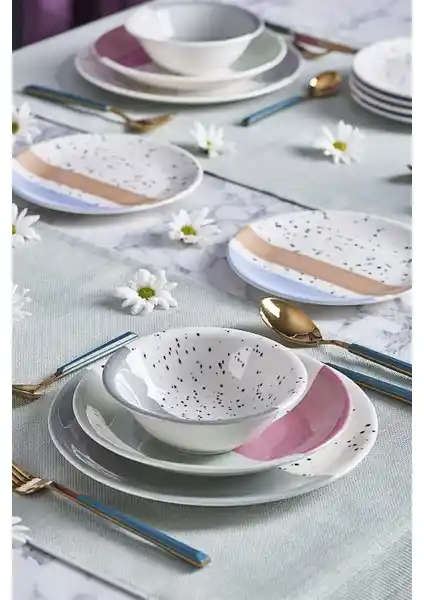 Neva N3265 Izgi 24 Parça Modern ve Dayanıklı Porselen Yemek Takımı