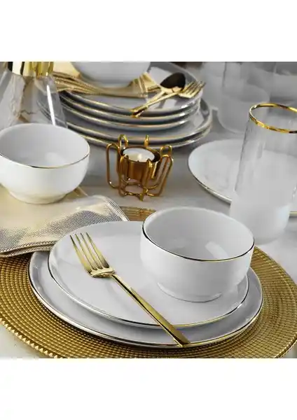 Porland Almina 18 Parça Yemek ve Sunum Takımı Şık ve Dayanıklı Porselen Seti