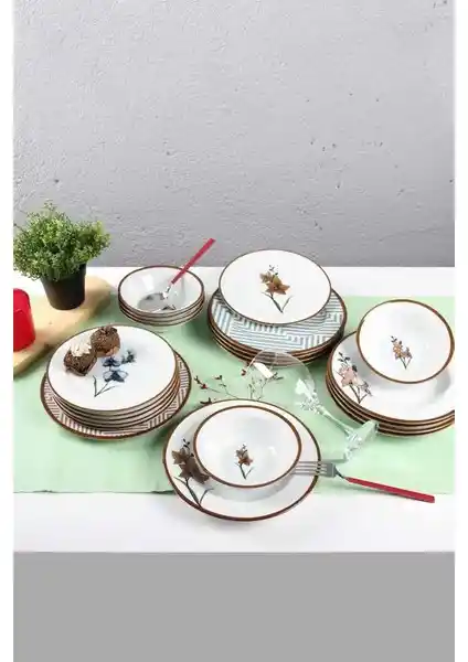 Porland Azelya 24 Parça 6 Kişilik Porselen Yemek Takımı Şık ve Dayanıklı Sofra Seti