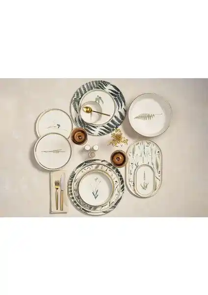 Porland Botanical 60 Parça 12 Kişilik Porselen Yemek Takımı Doğadan İlham Alan Tasarımıyla Şıklık Sunar