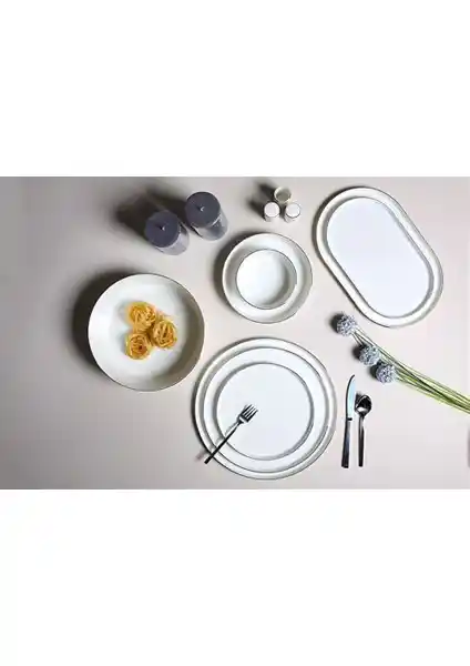 Porland Chopin Platin 60 Parça 12 Kişilik Modern ve Renkli Porselen Yemek Takımı