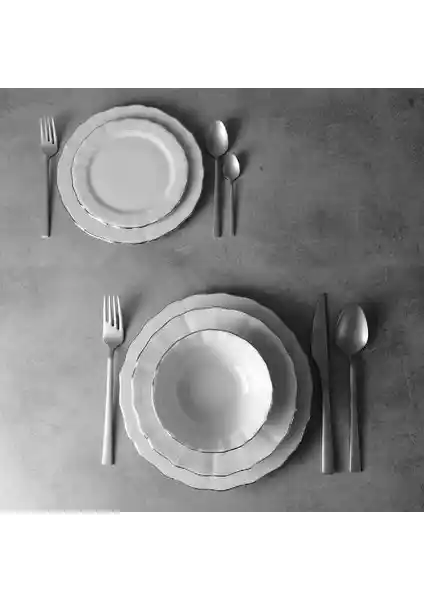 Porland Platin Bant 12 Kişilik Yemek Takımı Şık ve Dayanıklı Porselen Seti